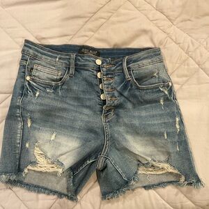 Judy Blue Women's Distressed Denim Shorts - Blue